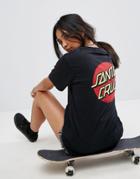 Santa Cruz Boyfriend T-shirt With Classic Dot Logo Back Print - Black