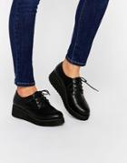 London Rebel Lace Up Flatform Shoes - Black