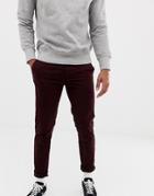 Burton Menswear Skinny Chinos In Burgundy - Red