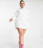 In The Style Plus X Dani Dyer Ruched Tie Sleeve Shirt Dress In White