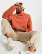 Nike Collection Fleece Oversized Crew Neck Sweatshirt In Terracota-orange