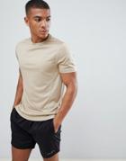 Asos 4505 T-shirt With Quick Dry In Beige - Beige