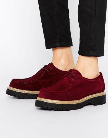 Bronx Suede Tie Up Shoe - Red