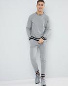 Asos Tracksuit Super Skinny Jogger/sweatshirt With Contrast Tipping In Gray Marl - Gray