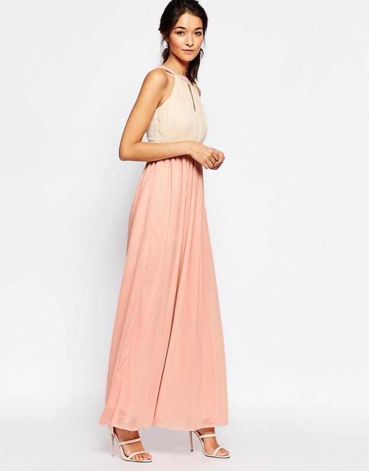 Club L Chiffon Maxi Dress With Keyhole And Pleat Detail