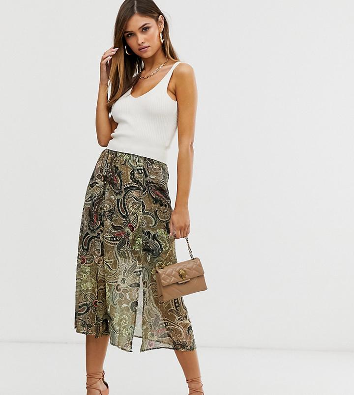 Y.a.s Button Through Split Detail Midi Skirt