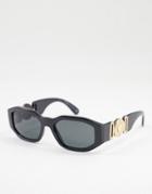 Versace Rectangle Sunglasses In Black