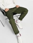 Jack & Jones Intelligence Pants With Drawstring Waist And Front Seam In Khaki-green