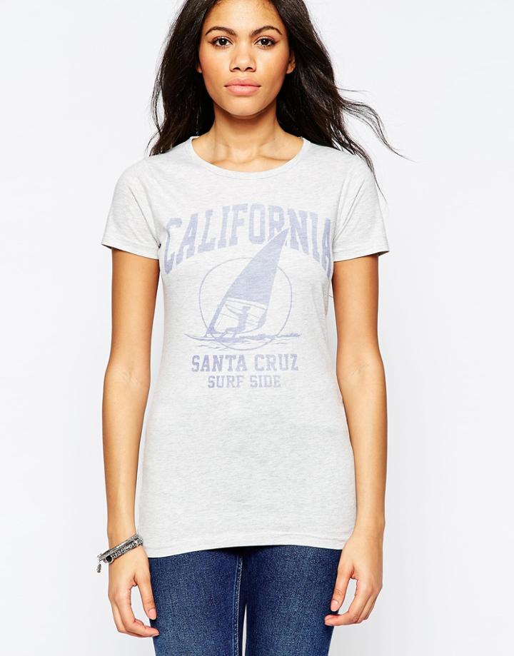 Brave Soul California Short Sleeve T-shirt - Light Gray Marl