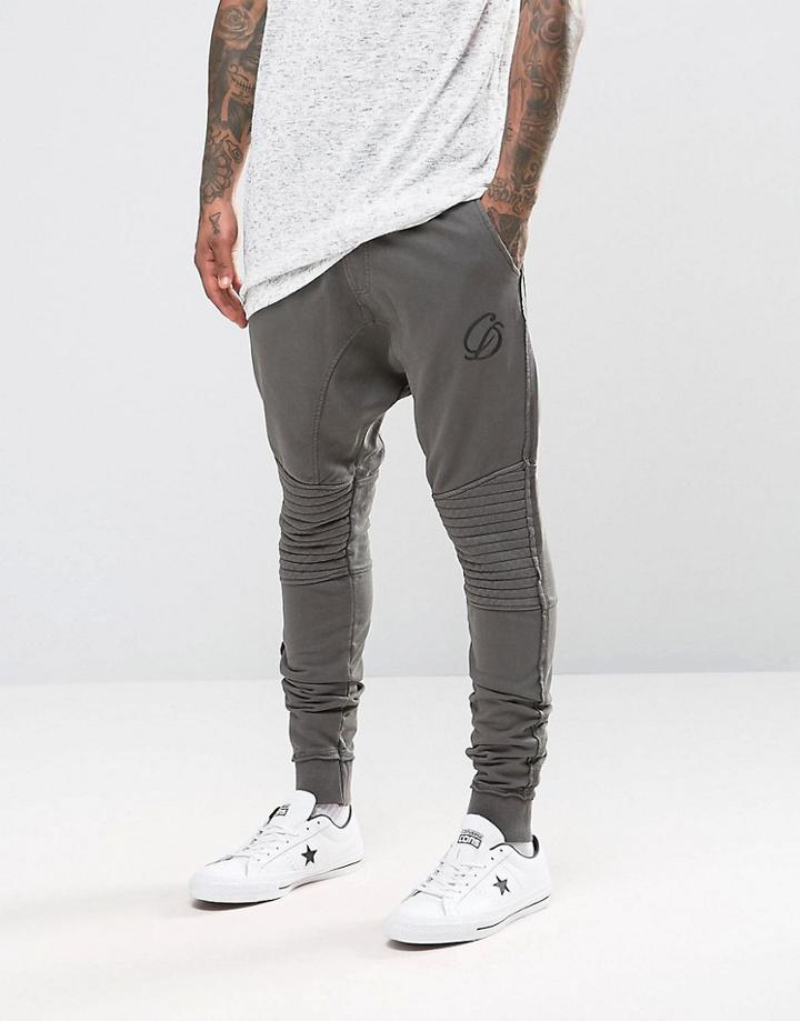 Criminal Damage Skinny Biker Joggers - Gray