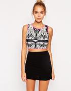 Lashes Of London Crop Top In Print - Multi