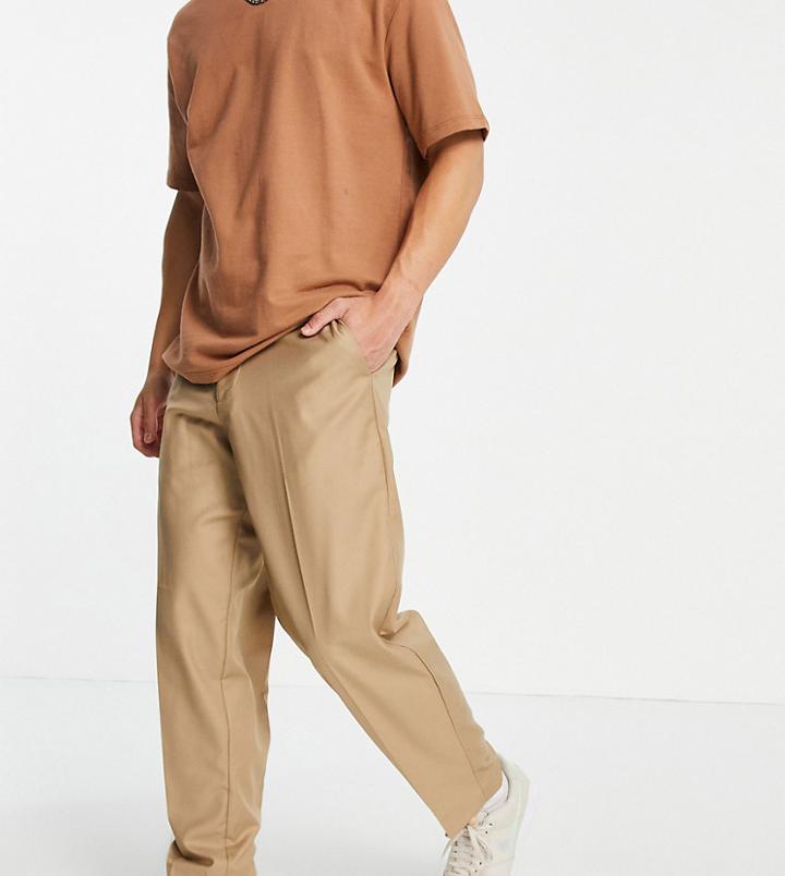 New Look Oversized Fit Smart Pants In Tan-brown