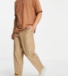 New Look Oversized Fit Smart Pants In Tan-brown