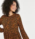 New Look Tall Ruffle Sleeve Smock Dress In Burnt Orange Flirty Floral-red