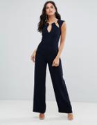 Forever Unique Tailored Jumpsuit With Cutout Detailing - Navy