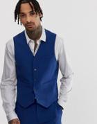 Asos Design Super Skinny Suit Vest In Bright Blue