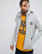Timberland Slim Fit Full Zip Hoodie Reflective Hood Tree Logo In Gray Marl - Gray