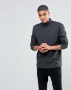 !solid Turtle Neck Jersey Sweat - Gray