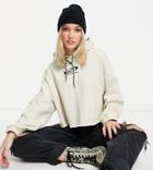Quiksilver Logo Cropped Hoodie In Beige Exclusive At Asos-neutral