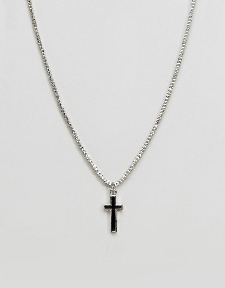 Icon Brand Cross Pendant Necklace In Matte Black - Black