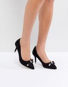 Carvela Hardware Kitten Heel Bow Pointed Heels - Black