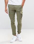Asos Super Skinny Cargo Pants In Light Khaki - Green