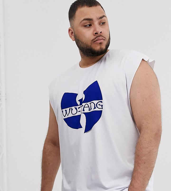 Asos Design Plus Wu-tang Clan Oversized Sleeveless T-shirt With Front And Back Print - White