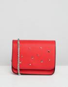 Pull & Bear Red Star Stud Cross Body In Red - Red