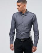 Number Eight Savile Row Skinny Smart Shirt In Herringbone - Gray