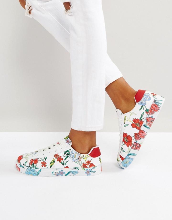 New Look Floral Printed Sneaker - White