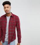 Asos Design Tall Oversized Cord Check Shirt - Red