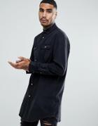 Asos Oversized Denim Shirt In Super Longline - Black