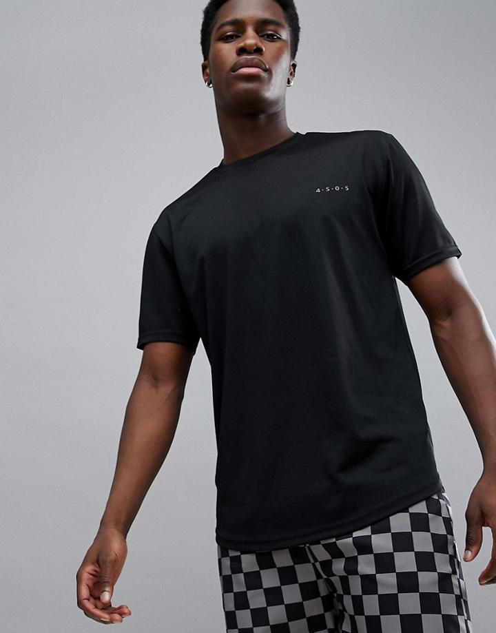 Asos 4505 Longline T-shirt With Quick Dry In Black - Black