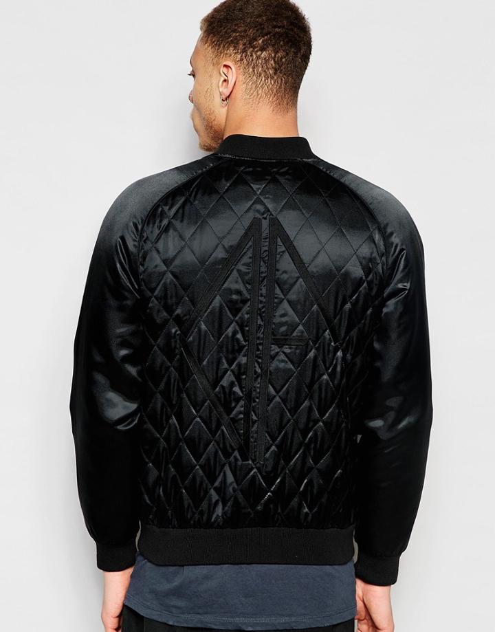 Dark Future Quilted Bomber With Embroidery In Black - Black