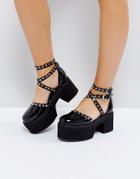 Asos Obstacle Studded Chunky Heeled Shoes - Black