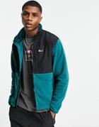 Pull & Bear Zip Through Fleece In Teal-green