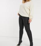 River Island Plus Molly Waxed Coated Skinny Jeans In Black