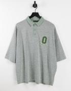 Asos Design Oversized Polo T-shirt In Green Heather With Badge