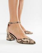 Asos Design Starling Pointed Heeled Pumps In Snake-multi