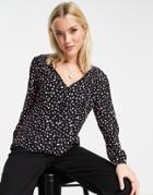 Nobody's Child Jilly Top In Black Mini Dot Print