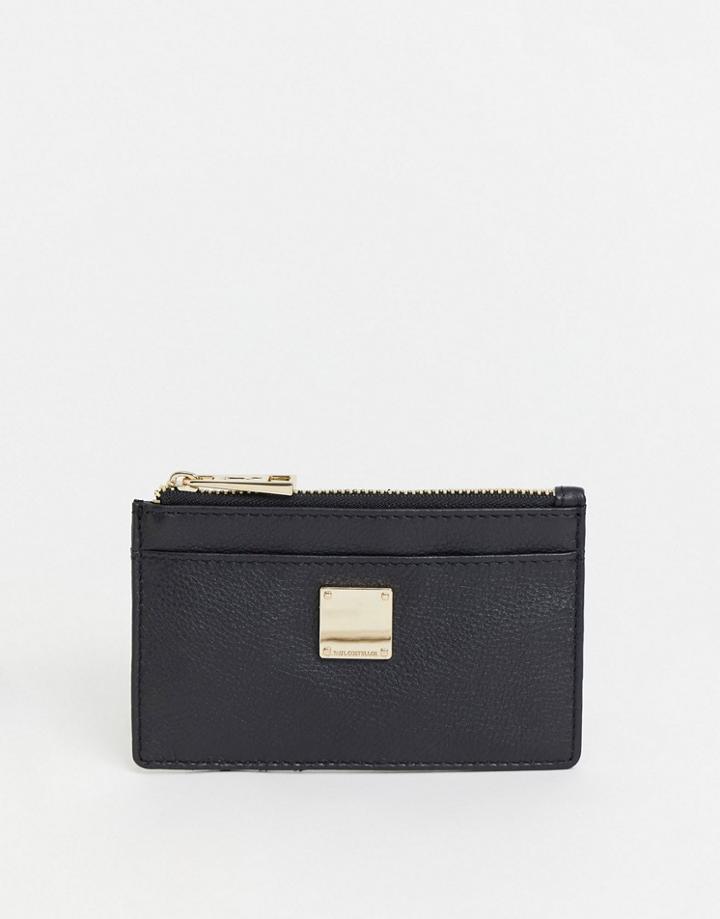 Paul Costelloe Leather Zip Top Cardholder In Black