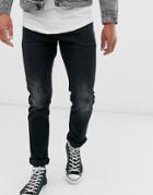 Asos Design 12.5oz Slim Jeans In Washed Black - Black