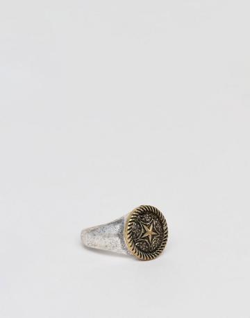 Classics 77 Silver & Gold Signet Ring - Silver