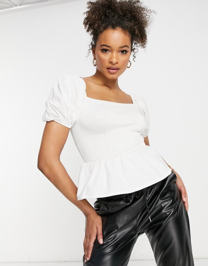 Missguided Poplin Mix Top In White