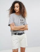 New Love Club Evil Bunny Oversize T Shirt - Gray