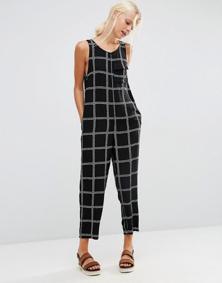 Asos Minimal Jumpsuit In Rope Check Print - Multi
