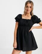Cotton: On Puff Sleeve Beach Dress In Black