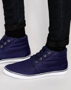 Asos Chukka Sneakers In Navy With Padded Cuff - Navy