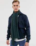 Asos Design Knitted Scarf In Bottle Green