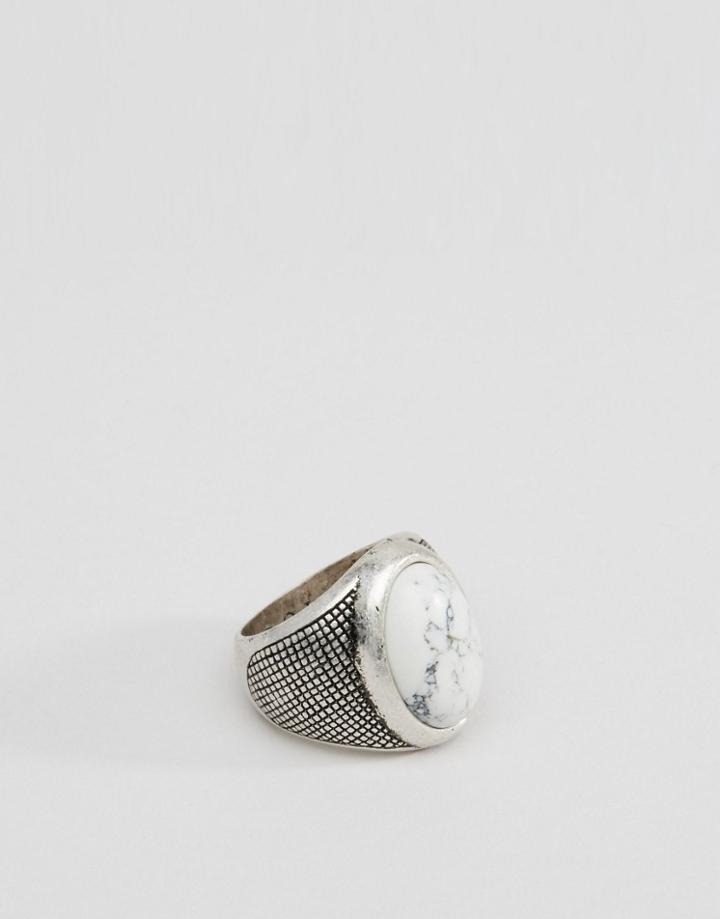 Icon Brand Stone Ring In Silver - Silver